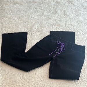 The Grave Girls Dolls Kill lace up embroidered bat jeans XL